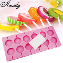 Aomily 3D Lollipop Mold 12 Holes with 12 Sticks DIY Fondant Cake Round Shaped Silicone Bakeware Kitchen Dining Bar Home Party 2024 - buy cheap