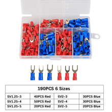 190Pcs Insulated Terminal Connectors Spade Fork Connector Wire Copper Cord Pin End Crimp Terminal Assorted Kit 2024 - buy cheap