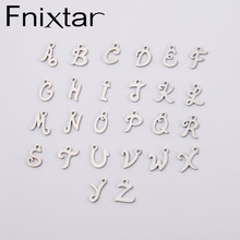 Fnixtar-A-Z de acero inoxidable pulido con espejo, abalorio con letras del alfabeto, sin decoloración, 26 unidades por lote 2024 - compra barato