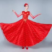 Opening Dance Full-skirt Modern Adult Women Red Dance Dress Wear Spain Large Swing Dress Chorus Dance Stage Costume Suit H608 2024 - buy cheap