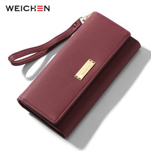 WEICHEN Wristband Many Departments Female Wallets Card Holder Phone Pocket Long Leather Women Wallet Brand Designer Ladies Purse 2024 - buy cheap
