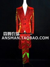 Traje de actuación para hombre, S-5xl en polvo con degradado rojo y verde, traje Formal para cantante, trajes de ropa, novedad de 2021 2024 - compra barato