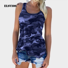 Essas camisetas femininas sem mangas com estampa casual, tecido camuflado, manga curta e gola redonda, moda praia, verão 2019 2024 - compre barato