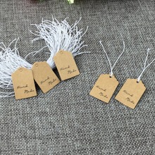 100Pcs/Lot Paper Hang Tag Label Brown White Handmade With Love Thank You 3x2cm Paper Labels Hang Tagst Love Tags+100Pcs Strings 2024 - buy cheap