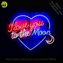 Neon Sign I love you to the Moon Neon Light Sign Handcrafted Glass Tubes Customized LOGO Fast Dropshipping Neon Lamps Wholesale 2024 - buy cheap