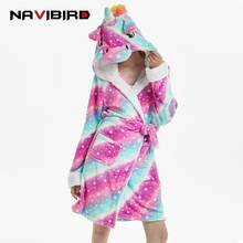 Cute Galaxy Unicorn Hooded Bathrobe For Women Panda Gowns Flannel Kimono Robes 2018 Winter Animal Bath Robe Adult Sleepwear 2024 - buy cheap