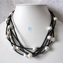 Luck Jewelry Stone Genuine Pearl Jewelry  Set 19 Inches 5 Rows 9-11mm White Color Freshwater Pearl Necklace 2024 - buy cheap