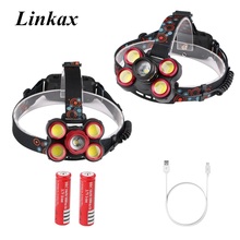 High Power Headlight headlamp CREE XM-L T6 +4*COB LED Head Lamp Flashlight Torch Lanterna Bike Lamp For Camping Riding Hunting 2024 - buy cheap