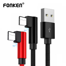 FONKEN тип изгиба C 90 градусов USB-кабель для быстрой зарядки L-образный зарядный шнур USB C кабель для быстрой зарядки телефона длиной 1 м 2024 - купить недорого