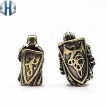 EDC DIY Knife Beads Pendant Vintage Color Brass Outdoor Tools Armour Knight Paracord Beads 2024 - buy cheap