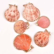 Natural seashell Gold Plated sector shells for earring DIY handmade charms pendant Home Drop decoration 5pcs TRS0298 2024 - buy cheap