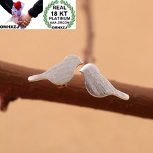 OMHXZJ-pendientes de tuerca de oro blanco 18KT para mujer y niña, moda europea, regalo de boda, fiesta, EA254 2024 - compra barato