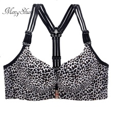 women bra Leopard-print bra Y shoulder strap Front button sexy underwear Fat MM200 Kinds Ultra-thin Beautiful Back Gathering 2024 - buy cheap