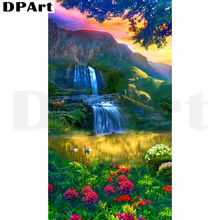 Алмазная картина полностью квадратная/круглая дрель красивое поле водопад 5D Daimond вышивка крестом Стразы L220 2024 - купить недорого