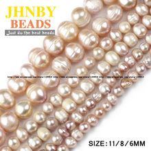 JHNBY Irregular Round Purple pearls beads High quality Natural Pearls Stone 6/8/11MM Loose beads for jewelry bracelet making DIY 2024 - buy cheap