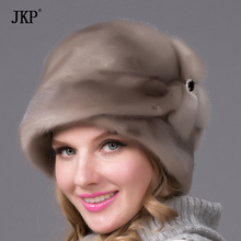Chapéus de pele de vison natural real, para inverno, moda feminina, quente, inverno, tampa de pele marrom 2024 - compre barato