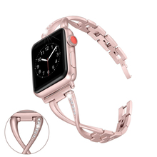 Bandas para Apple Watch de 38mm, 40mm, 42mm, 44mm, joyería para mujer, pulsera de diamantes de cristal de acero inoxidable, serie 5 4 3 2 1 2024 - compra barato