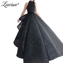 Newest Black Prom Dresses Robe De Soiree Turkish Party Dress High Neck Evening Gown 2019 Saudi Arabic Islamic Glitter Women Gown 2024 - buy cheap