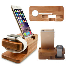 Watch Stand For iWatch/iPhone 7 6S X Charging Holder Stand Natural Bamboo Wood Charge Station Charging Dock Cradle Stand Holders 2024 - buy cheap