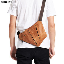 Сумка-мессенджер SIMLINE из натуральной кожи, Мужская винтажная сумка через плечо, маленькая дорожная сумка 2024 - купить недорого