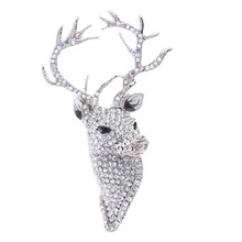 Broche de cabeza de Animal para broche de ciervo, cristales de diamantes de imitación transparentes, accesorios de joyería FA3181 2024 - compra barato
