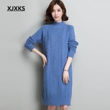 XJXKS Sweater Dress Women Sweaters And Pullovers Vintage Wool Turtleneck Winter Clothes Women Long Sweater Free Shipping 2024 - buy cheap