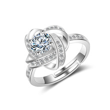 Anillos de boda con Circonia cúbica de plata para mujer, diseño único, anillo de compromiso ajustable, Bisutería 2024 - compra barato