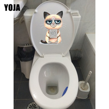 YOJA 17.9*22.1CM "NO" Interesting Cartoon Cat House Decoration Toilet Sticker Wall Decor Decal T1-0056 2024 - buy cheap