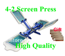 FREE shipping with Gift 4 color 2 station silk screen printing machine tshirt printer press equipment carousel squeegee 2024 - buy cheap