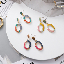New Fashion Colorful Oval Dangle Earrings Sweet Personality drop glaze Geometric Statement Earring for Women Hanging Jewelry 2024 - buy cheap