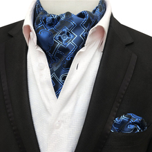 Conjunto de lenço de pescoço masculino de luxo, 2 tamanhos, lenço de tecido de alta qualidade, moda azul geométrico com lenços 2024 - compre barato