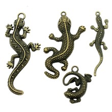 Gecko-2 uds. De colgantes de Color bronce antiguo, accesorios de joyería, colgantes para joyería 2024 - compra barato