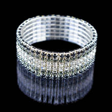 Moda ampla pulseira 6 linha pulseira de cristal feminino elasticidade multi cor pulseira de cristal 2024 - compre barato