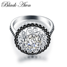 [BLACK AWN] 925 пробы серебряные ювелирные изделия обручальные кольца для женщин Цветок обручальное кольцо CR046 2024 - купить недорого