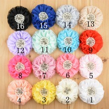 120pcs/lot 16 Color U Pick 3.15 Inch Large Beaded Chiffon Flower With Pearl Rhinestone DIY girl Crafts Wholesale Supply FH24 2024 - buy cheap