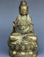 Estatua de Guan yin Bodhisattva china, asiento de loto de latón, budista Fane, kwan-yin 2024 - compra barato