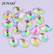 JUNAO 13*18mm Sewing Oval Shape Clear AB Rhinestones Appliques Flat Back Acrylic Gems Sew On Strass Crystals Stones for DIY 2024 - buy cheap