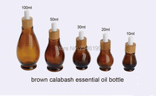 10ML 20ML 30ML 50ML 100ML Brown Calabash Bottle Glass Amber Essential Oil Packing Bottle with Bamboo Dropper Glass Pipette 2024 - buy cheap
