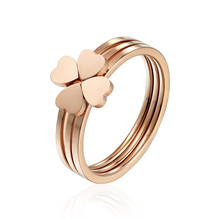 Anillo de Tres corazones combinación de anillos para mujer, diseño clásico, acero inoxidable, Color rosa dorado, trébol, accesorios de joyería 2024 - compra barato