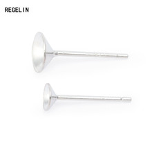 REGELIN-pendientes de plata de ley 925 con ajustes de pendientes, 4/6mm, conectores vacíos redondos, Base de cabujones, pendientes de plata pura 2024 - compra barato