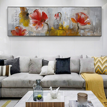 Pinturas al óleo de flores abstractas, impresiones en lienzo para pared, carteles e impresiones de flores modernas, impresiones en lienzo para decoración de cama y habitación, 60x180cm 2024 - compra barato
