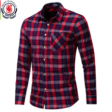 Fredd Marshall 2019 New Fashion Plaid Shirt Men Casual Long Sleeve Slim Fit Shirts With Pocket 100% Cotton High Quality 198 2024 - buy cheap