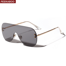 Peekaboo one piece sunglasses women clear color 2019 summer fashion rimless sun glasses for men oversize metal uv400 red orange 2024 - buy cheap