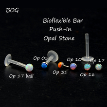 BOG-1 Piece Bio Flex Push In Flexible Labret & Monroe Lip Tragus Cartilage Piercing Ring Stud with 3mm Opal Stone Nose Stud 2024 - buy cheap