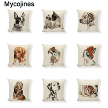 Almofada de buldogue francês, capas de 45x45cm, almofada decorativa para lombar, cachorros pug, estampados de algodão, fronha decorativa de linho 2024 - compre barato