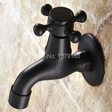 Dark Black Oil Rubbed Brass Cross Handle Wall Mounted Bathroom Kitchen Laundry Sink Faucet Taps aav114 2024 - buy cheap