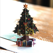 Feliz natal árvore do vintage 3d corte pop up papel artesanal personalizado cartões de natal presentes lembranças cartões postais 2024 - compre barato