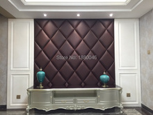 Custom made Coffee Color 3D Diamond leather panel wall decor sticker acoustic panel Home decoration TV Room wall decor stickers 2024 - купить недорого