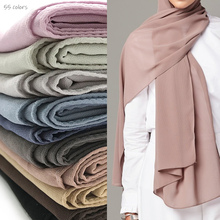 Plain bubble chiffon hijab scarf classic design women solid scarves and shawls muslim skin hijabs fashion smooth head scarf 2024 - buy cheap