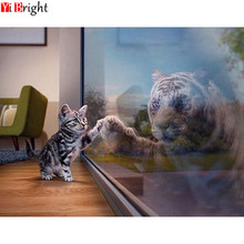 Алмазная 5D Вышивка «Кот и Тигр», картина с полными квадратными стразами, вышивка крестиком, мозаика, домашний декор, подарок 2024 - купить недорого